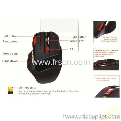 Switchable Speed 7 Keys Wireless Game Mouse 